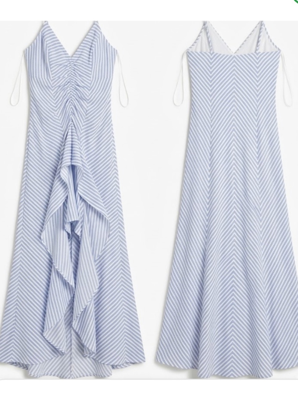 current/elliott ocean walk tiered ruffle hem dress in summer stripe blue, Size M - Picture 3 of 4